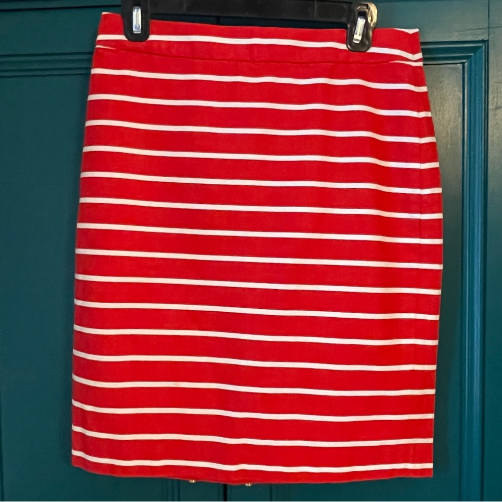 Banana Republic red white stripe skirt - pencil skirt knee length